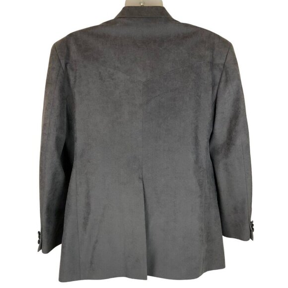 Reed St James Mens Western Gray Microsuede Blazer Jacket Size 44 Cowboy 2-Button - Picture 2 of 9